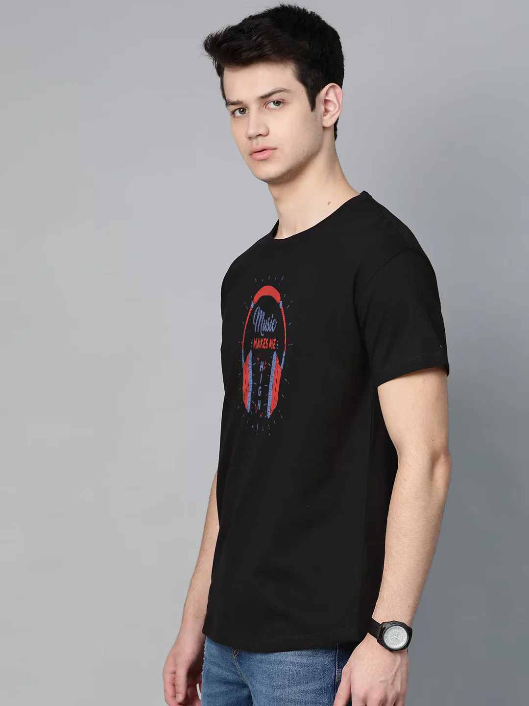 Music Makes Me Happy Half Sleeve T-Shirt - Image 3