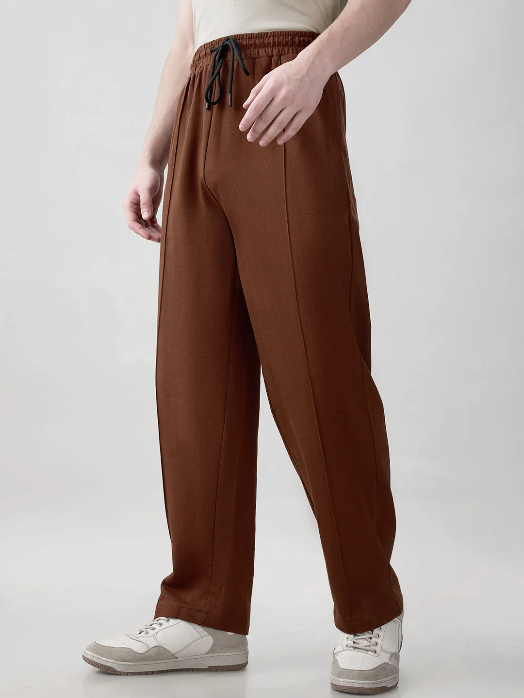 Korean Style Relaxed Fit Joggers - Brown - Image 5