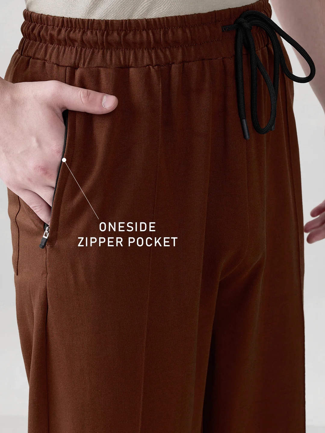 Korean Style Relaxed Fit Joggers - Brown - Image 6