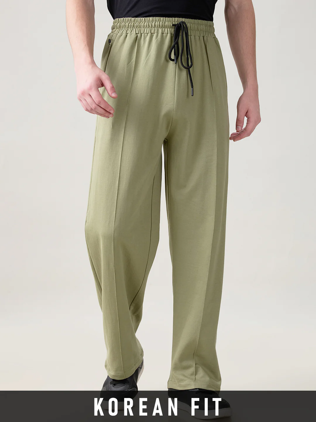 Korean Fit Relaxed Joggers - Olive Green