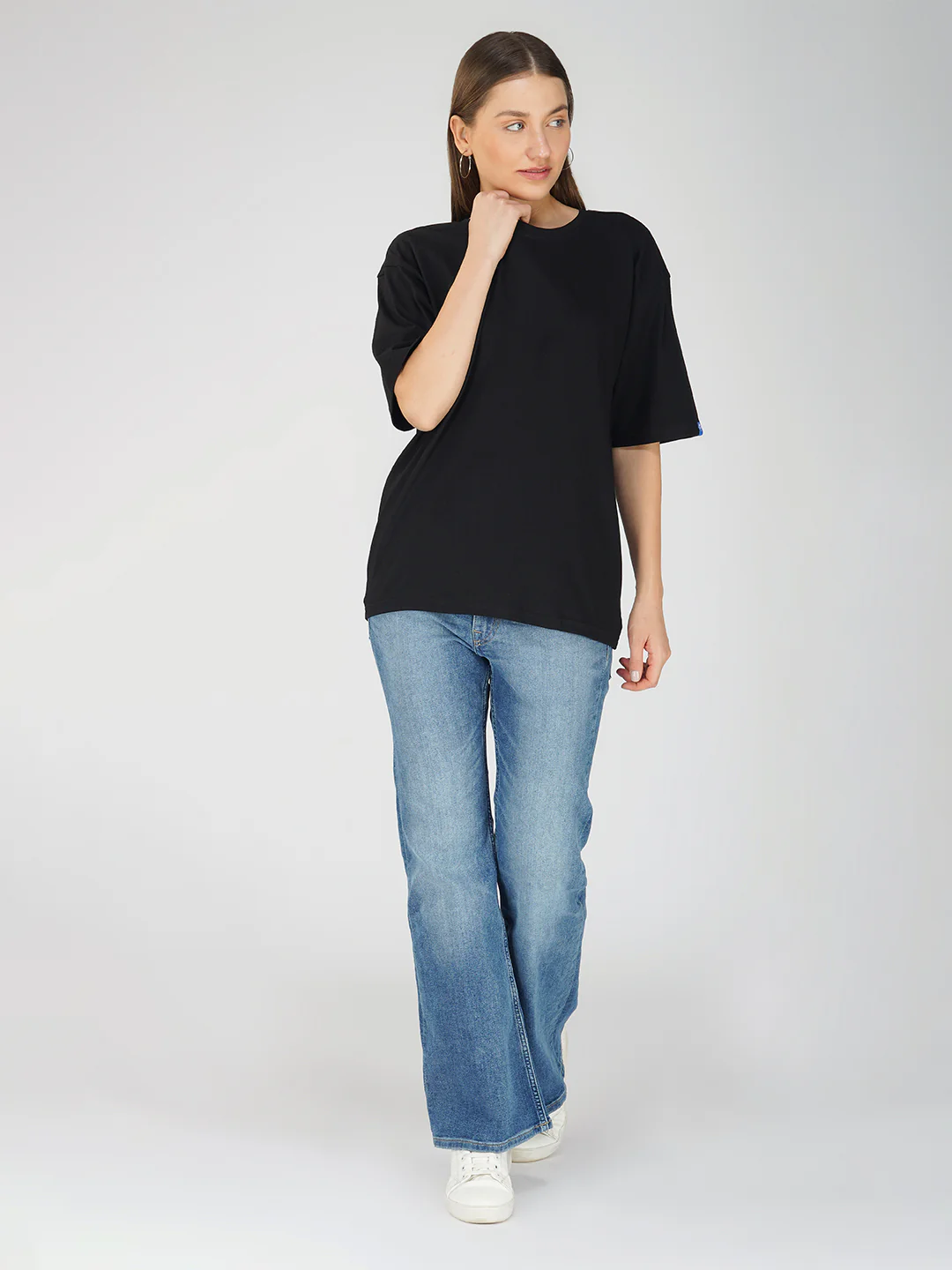 Plain Black Women Oversized T-Shirt - Image 3