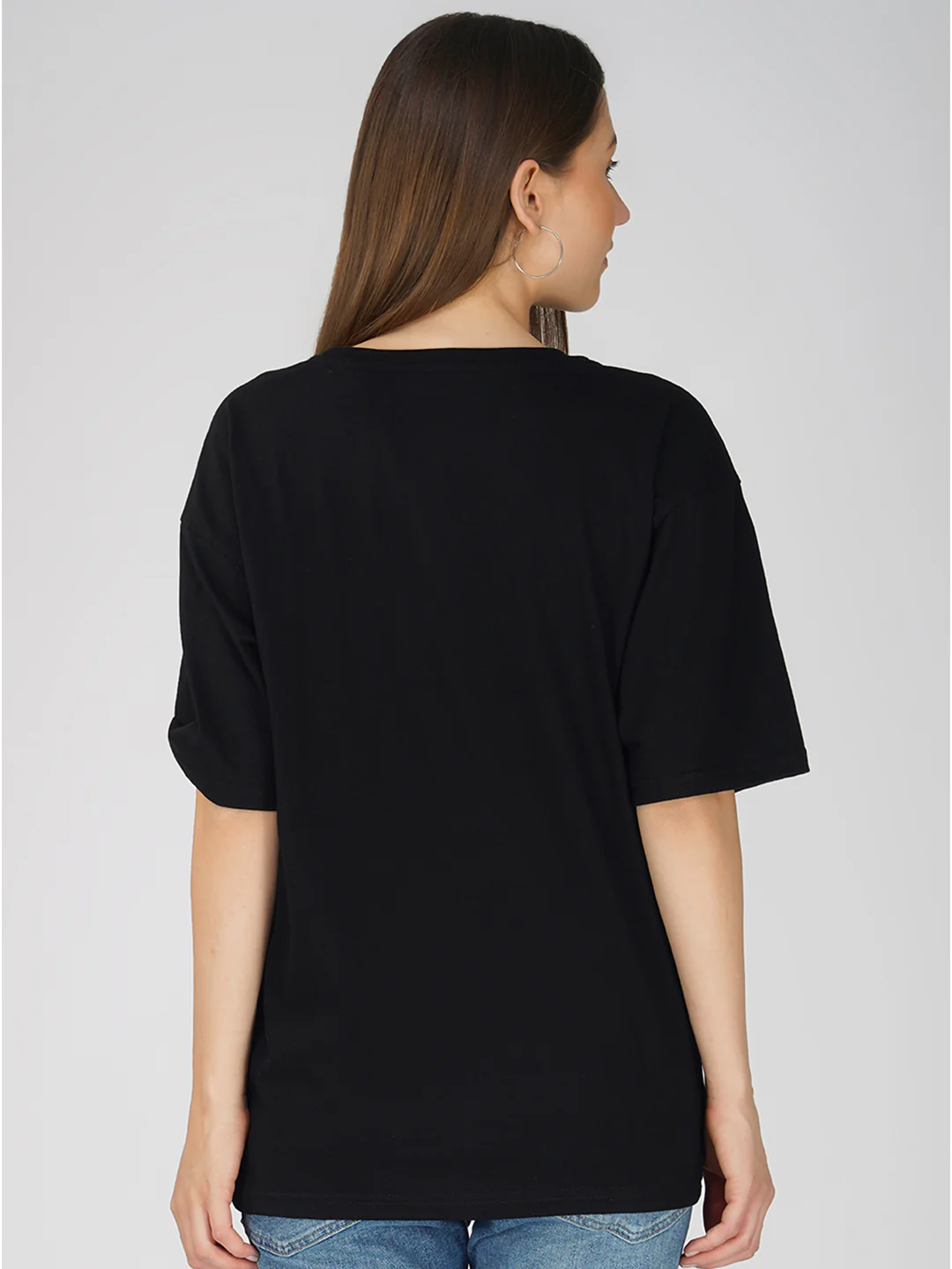 Plain Black Women Oversized T-Shirt - Image 4