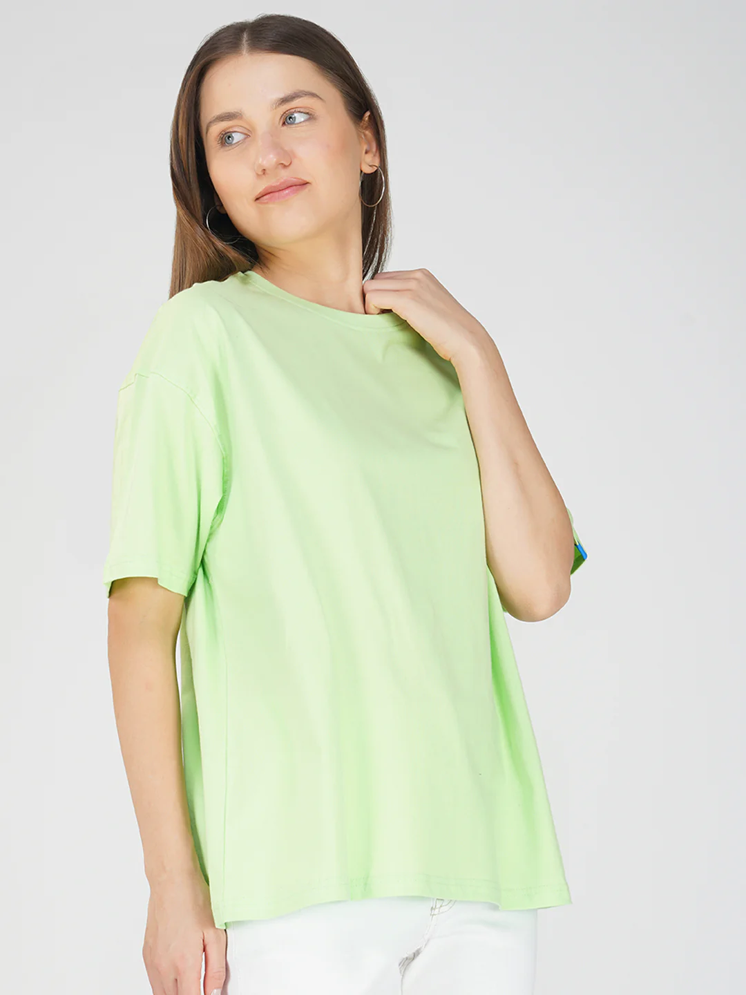 Plain Pastachio Green Women Oversized T-Shirt - Image 3