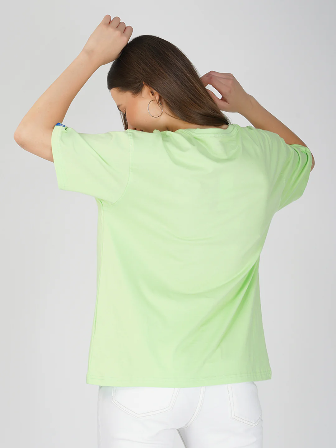 Plain Pastachio Green Women Oversized T-Shirt - Image 5