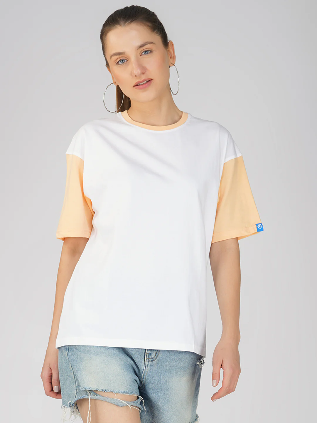 Plain White Fuzz Women Oversized T-Shirt