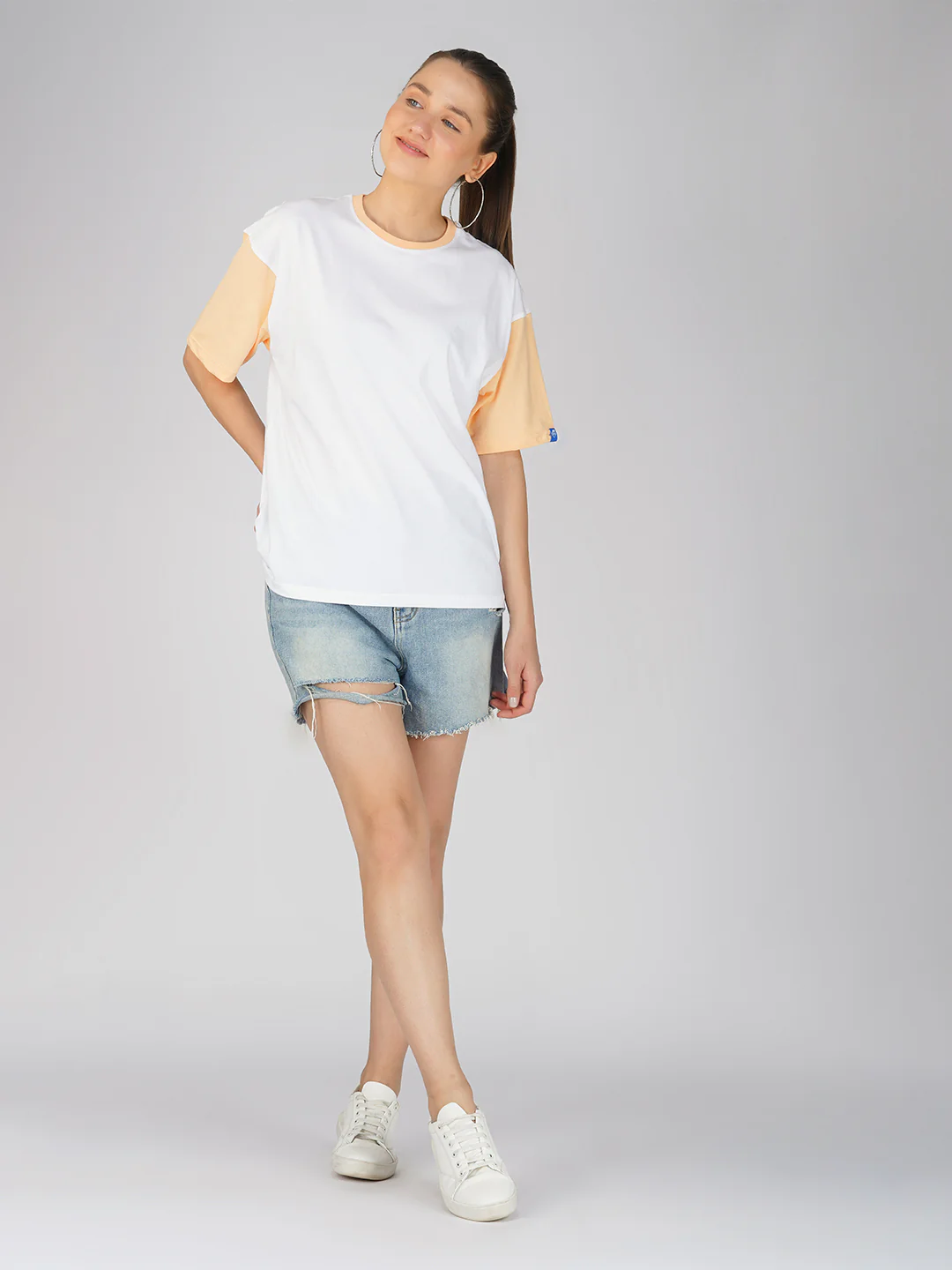 Plain White Fuzz Women Oversized T-Shirt - Image 2