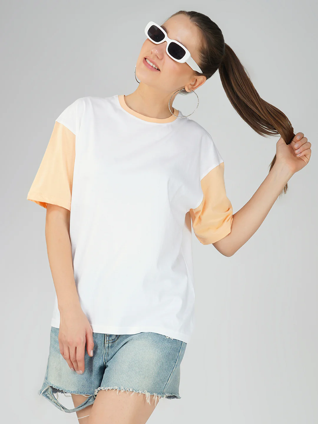 Plain White Fuzz Women Oversized T-Shirt - Image 4