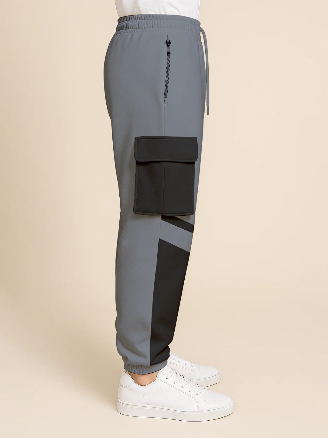 Maximus Oversized Cargo Pocket Joggers - Black & Grey - Image 5