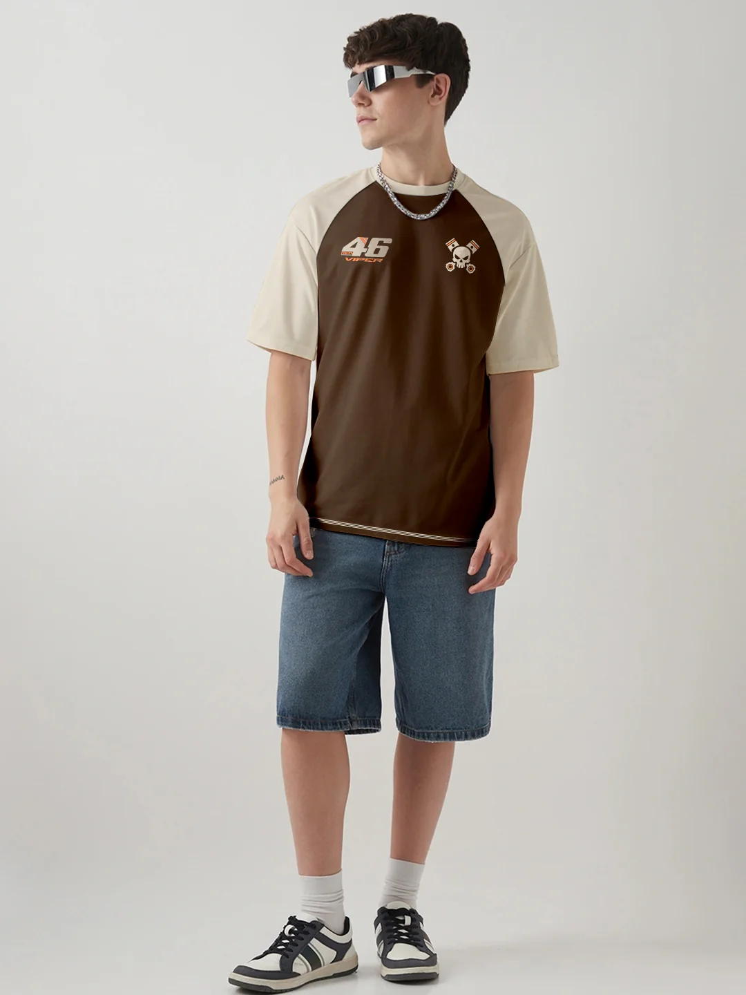 Red Viper Oversized T-Shirt - Beige & Brown - Image 2