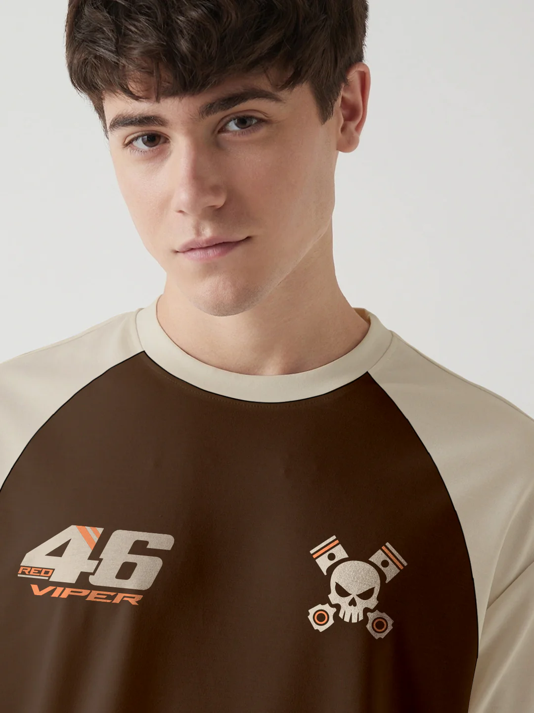 Red Viper Oversized T-Shirt - Beige & Brown - Image 3