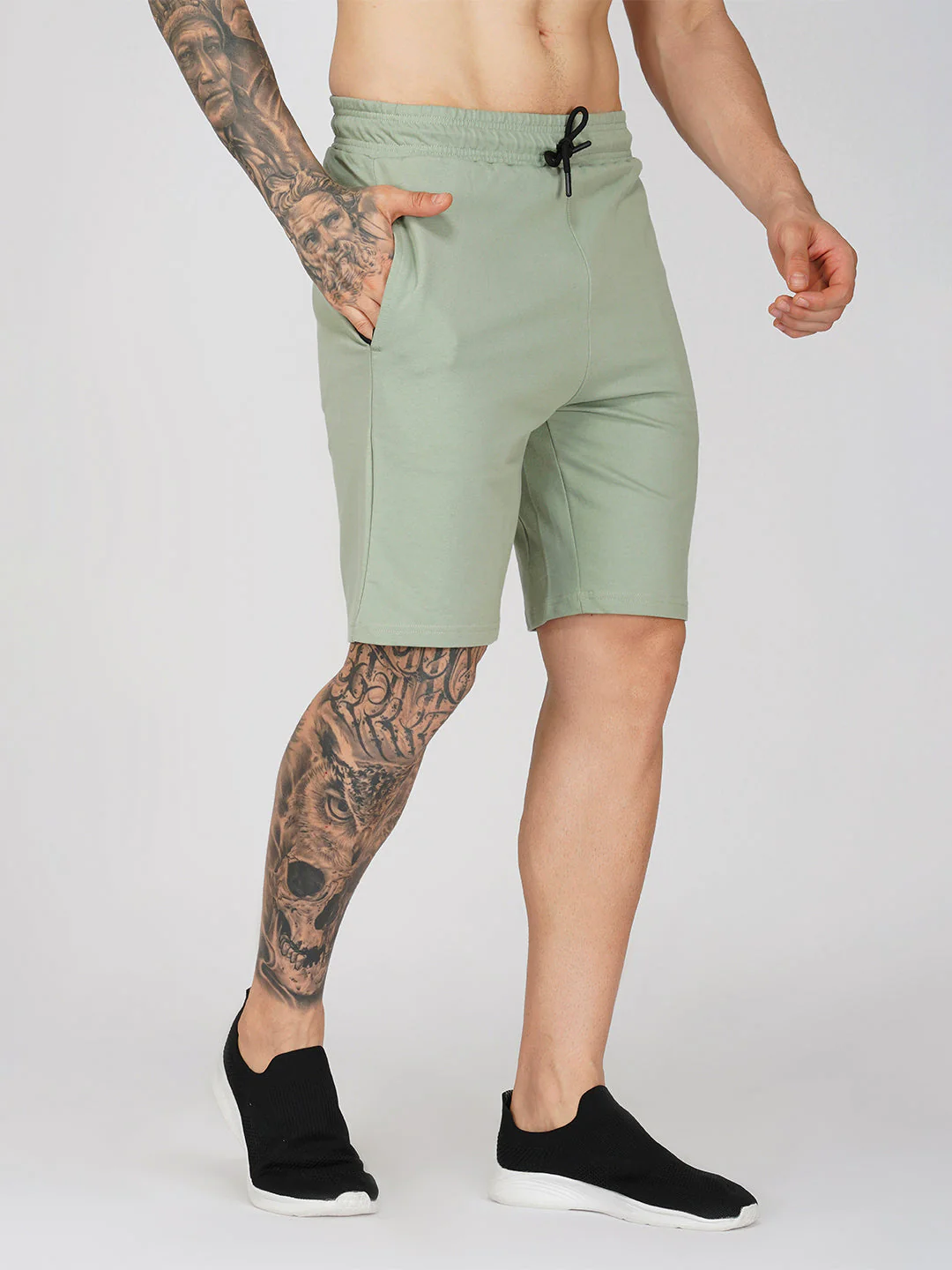 Sea Green Plain Shorts - Image 4