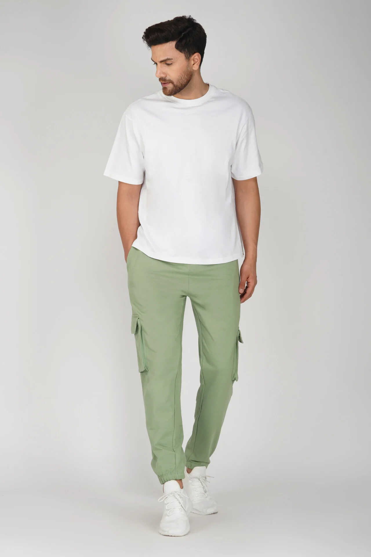 Sea Green Oversized Cargo Joggers - Image 5