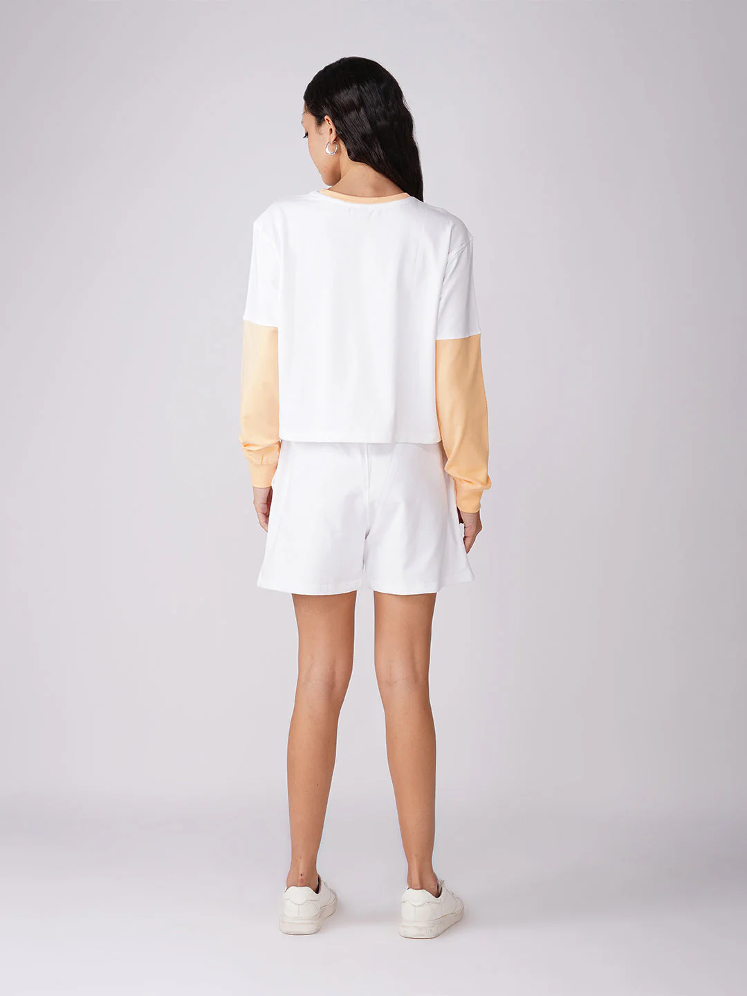 White with Apricot Coord with Shorts - Image 2