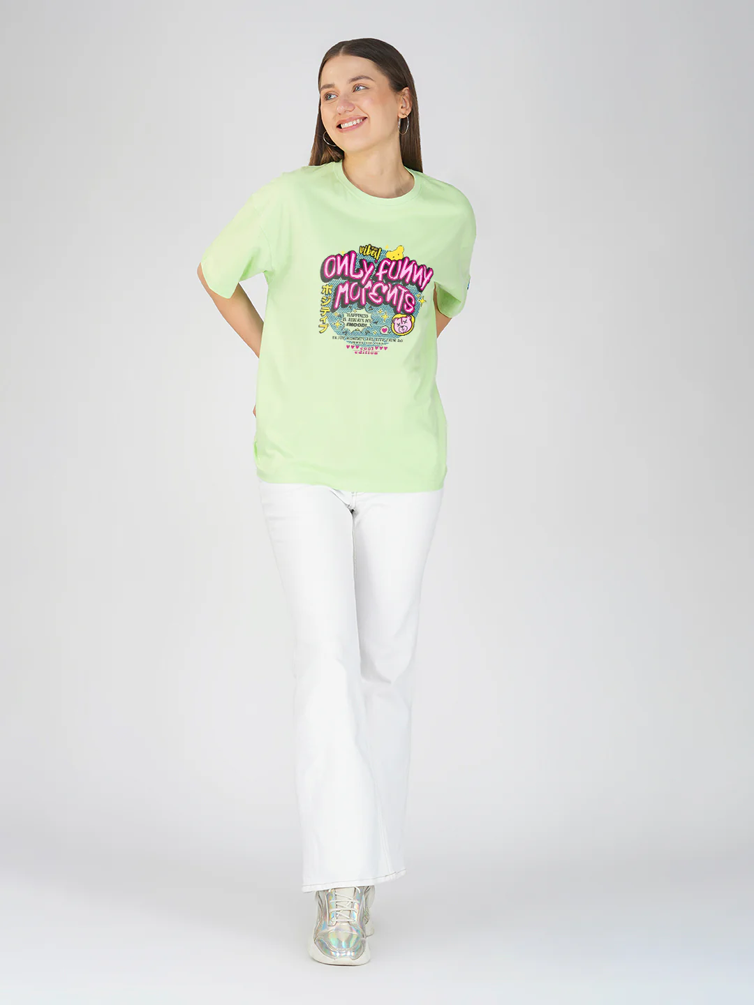 Happiness is My Mood Women Oversized T-Shirt - Image 2